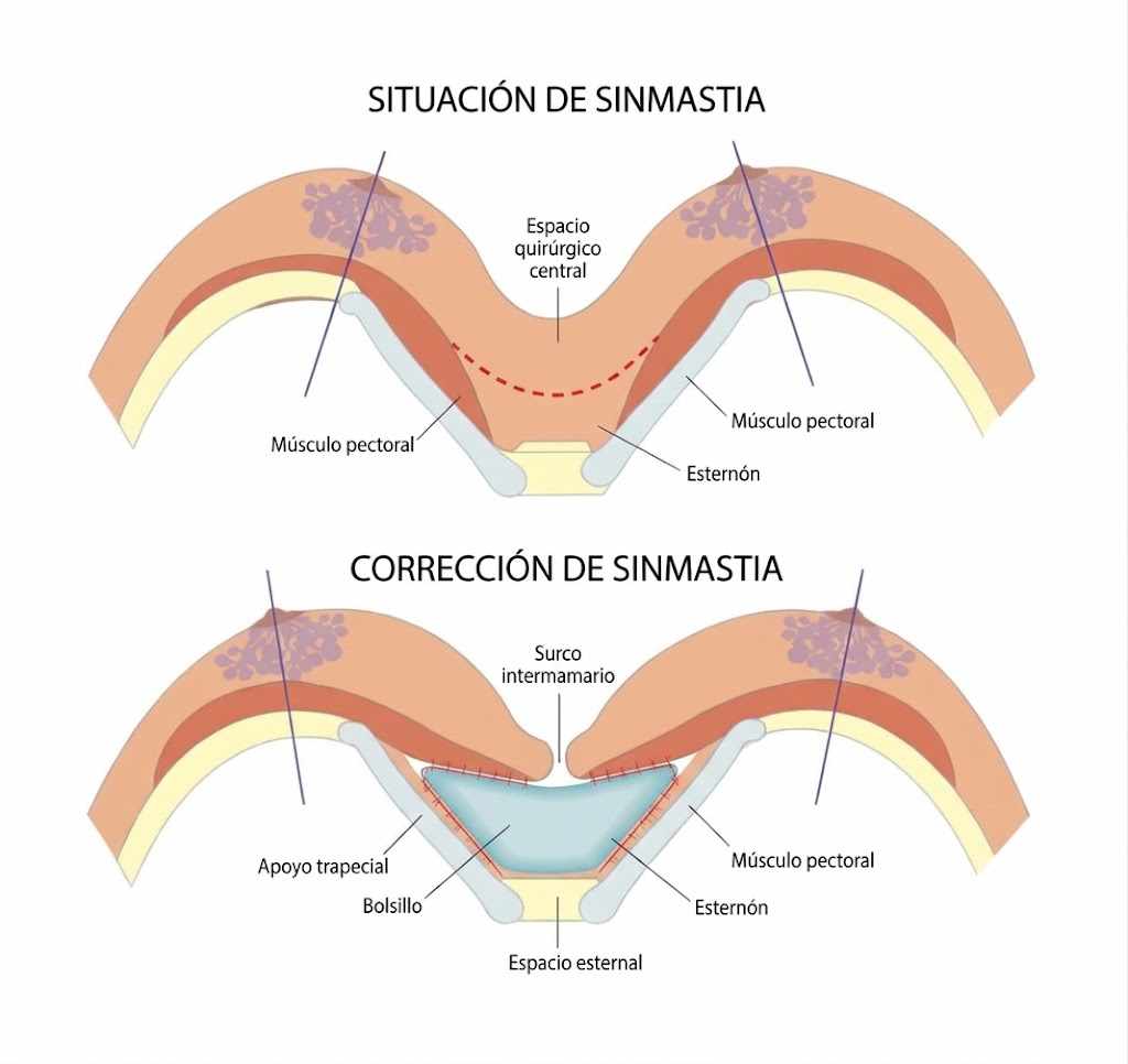 correccion de la simnastia o union de lpecho